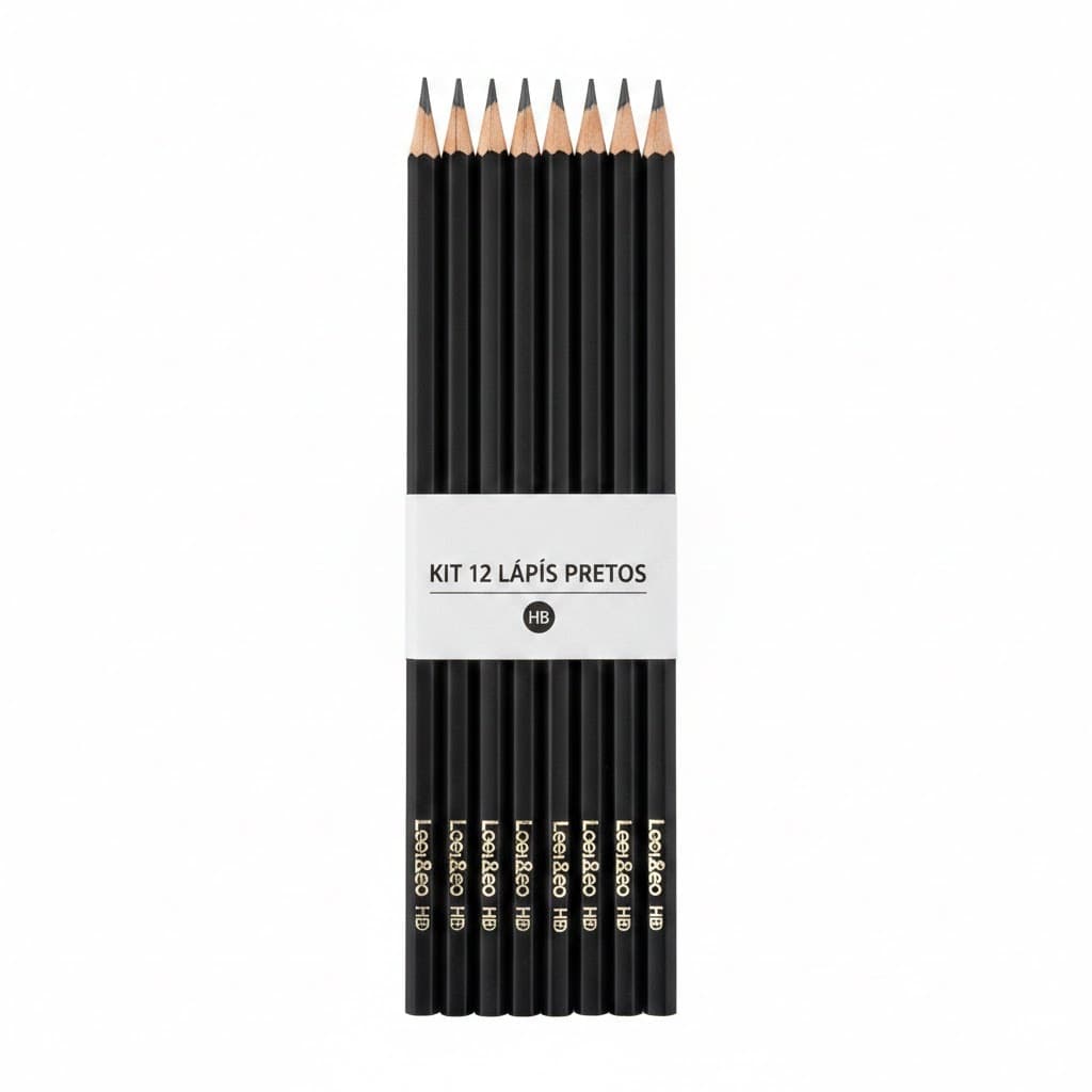 Kit Lápis Escolar HB Leo & Leo 12 Unidades Preto para Estudantes