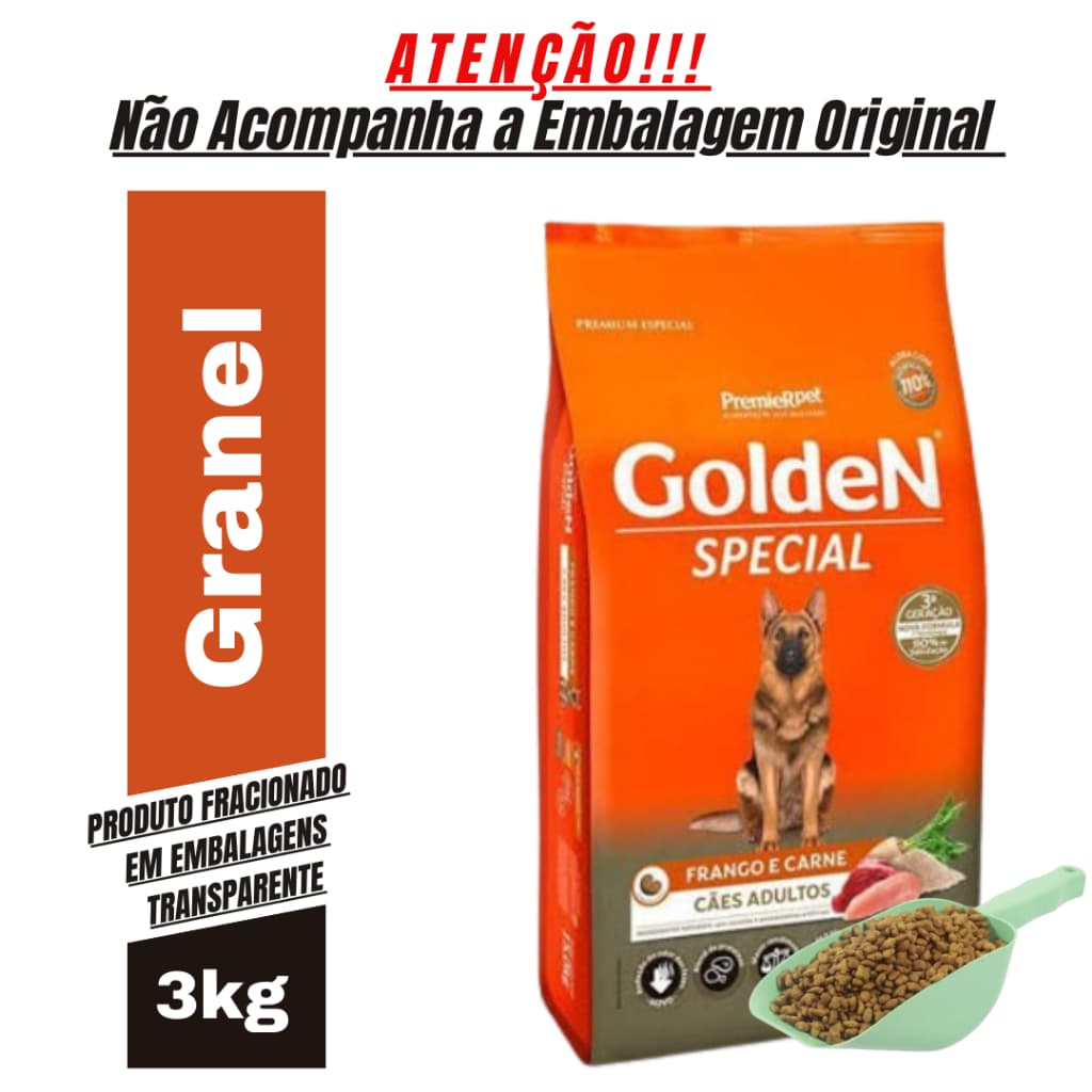 Ração para Cachorro GoldeN Cães Adultos Carne e Frango 3 Kg Granel