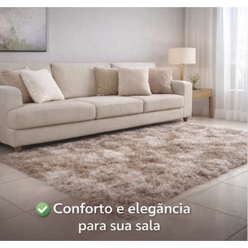 Tapete De Sala Modelo Shaggy luxo Peludo Felpudo 2,00 X 1,40 Altura 40 mm Antiderrapante