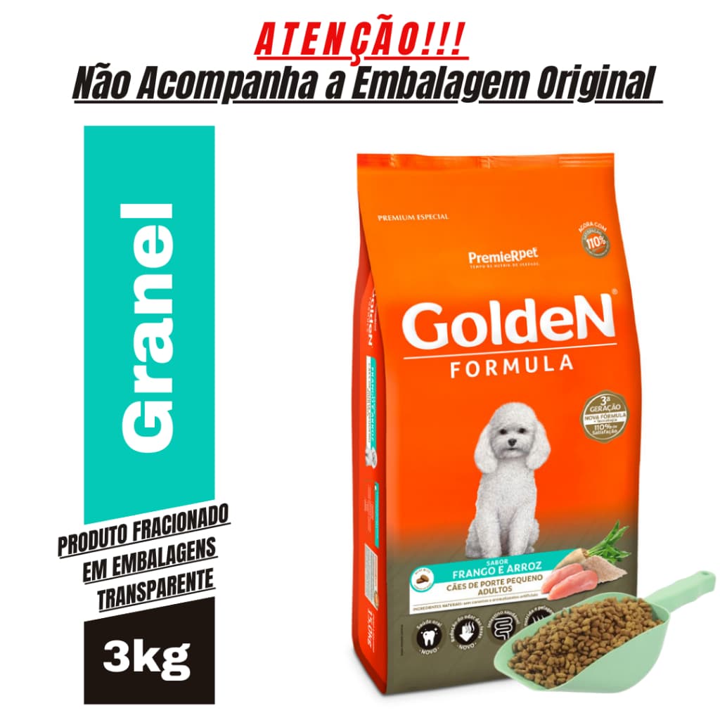 Ração Para Cachorro PremieR Pet Golden Raças Pequenas Sabor Frango 3Kg A Granel - Ração Cachorro