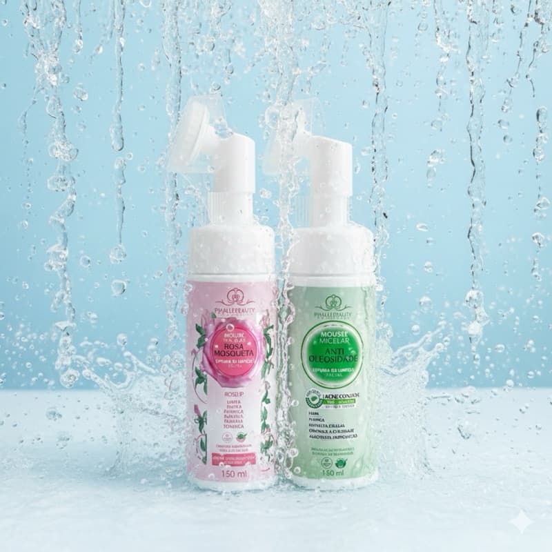 Mousse Micelar Phallebeauty Espuma Limpeza Facial Profunda Escova Aplicadora SkinCare Pele Oleosa/mista antioleosidade
