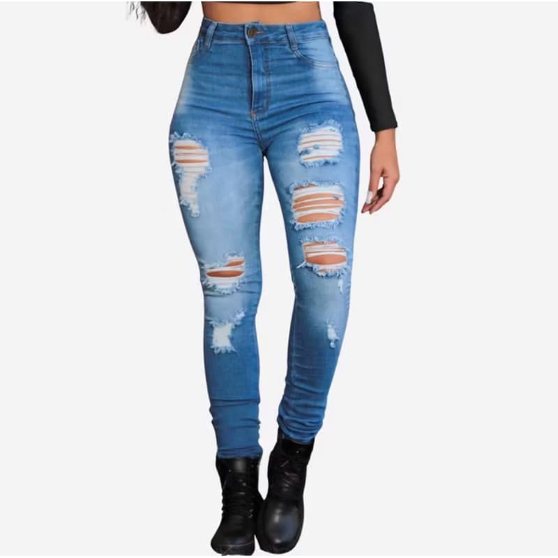 DESAPEGO  Calça Jeans Skinny Destroyed C/ Elastano Brechó