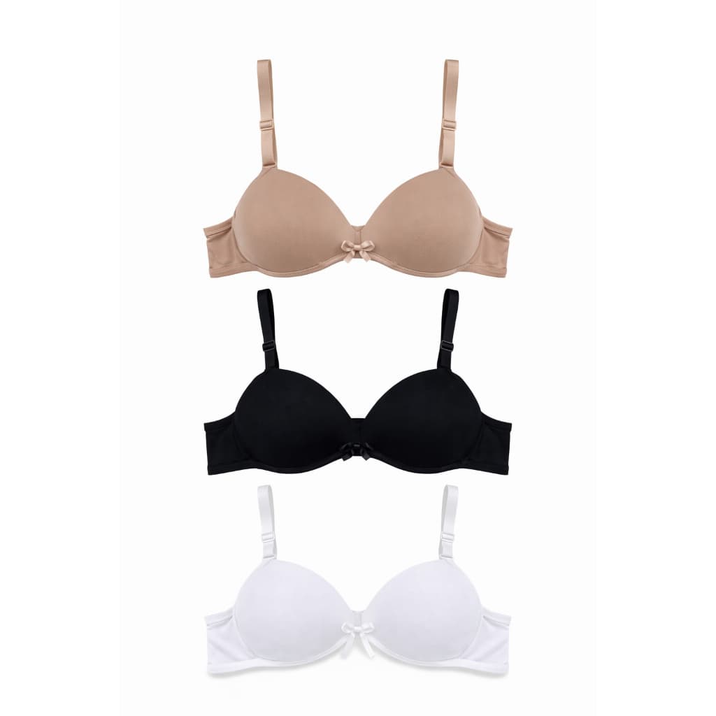 Kit Com 3 Sutiã Com Bojo Menina Moça Infanto / Juvenil