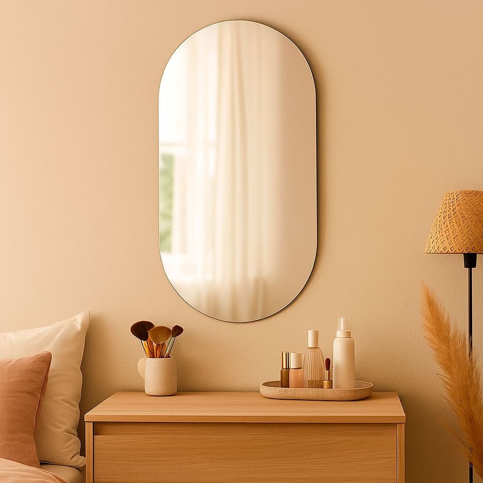Espelho Decorativo Oval 50x40cm Para Sala Banheiro Quarto