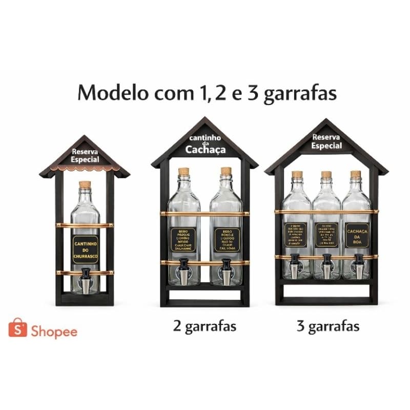 Porta Bebidas com Dosador | Modelo 1, 2 ou 3 Garrafa