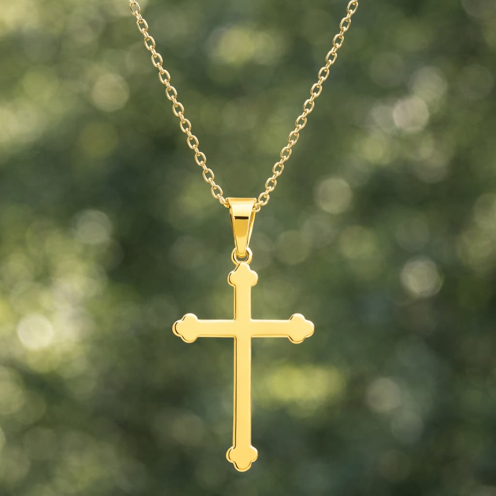 Colar Cruz Masculino Banhado a Ouro 18K | Símbolo de Fé e Proteção | Corrente 60cm Hipoalergênico