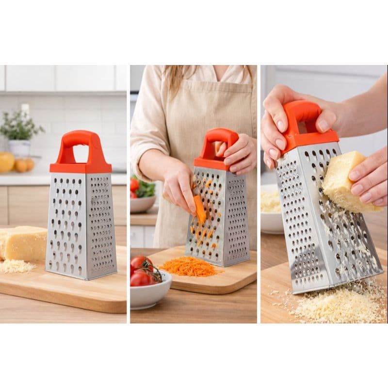 Ralador 4 Faces em Aço Inox Multiuso com Alça Ergonômica – Resistente e Fácil de Limpar