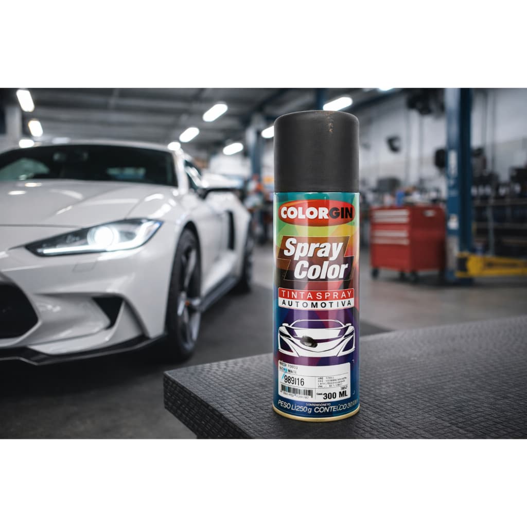 Tinta Spray Automotiva Preto Fosco 910 Colorgin – 300ml