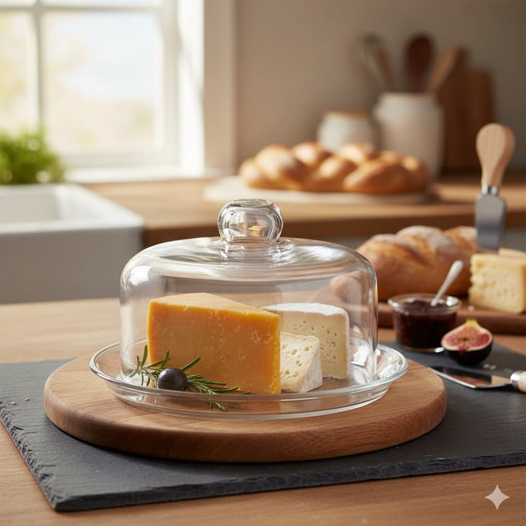 Queijeira de vidro com tampa - Elegancia e praticidade para sua mesa