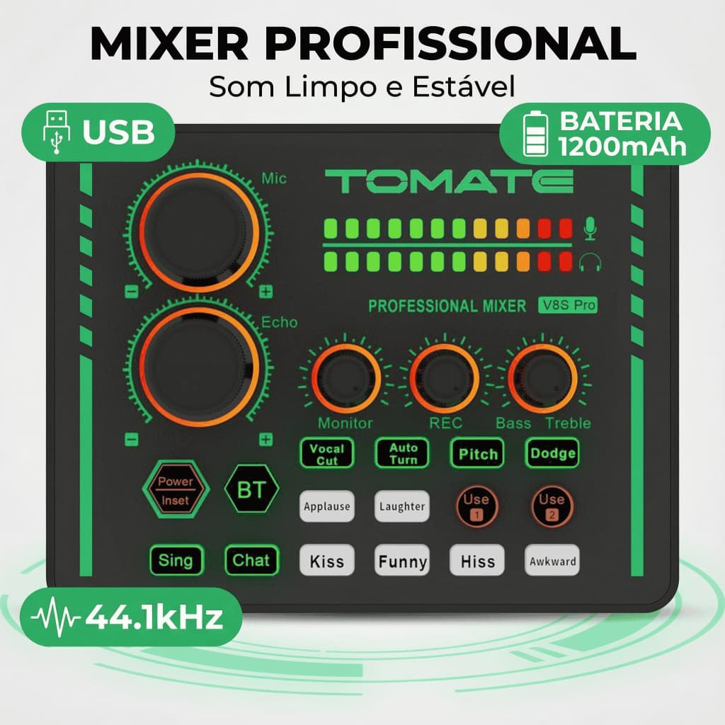 Mesa de Som Digital Tomate MPS-004 Interface Áudio USB