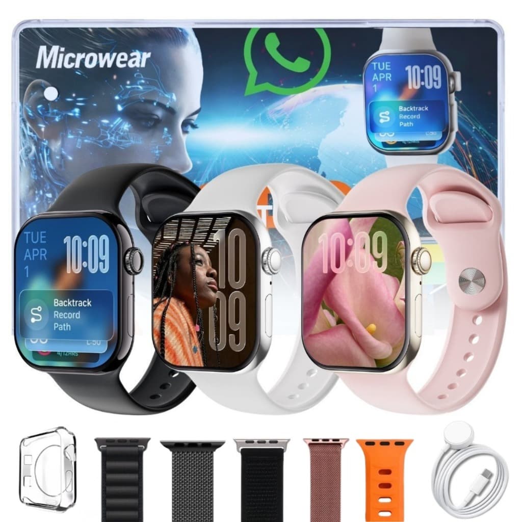 Relógio Smartwatch W11G 46mm GPS Integrado Responde Whatsapp Microwear Série11 Tela Amoled + Brindes