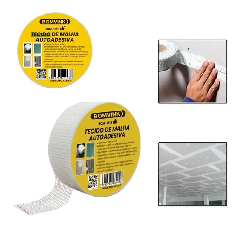 FIta Telada 5CM x 45M para Trincas e rachaduras, e emendas ideal para forro de gesso e isopor