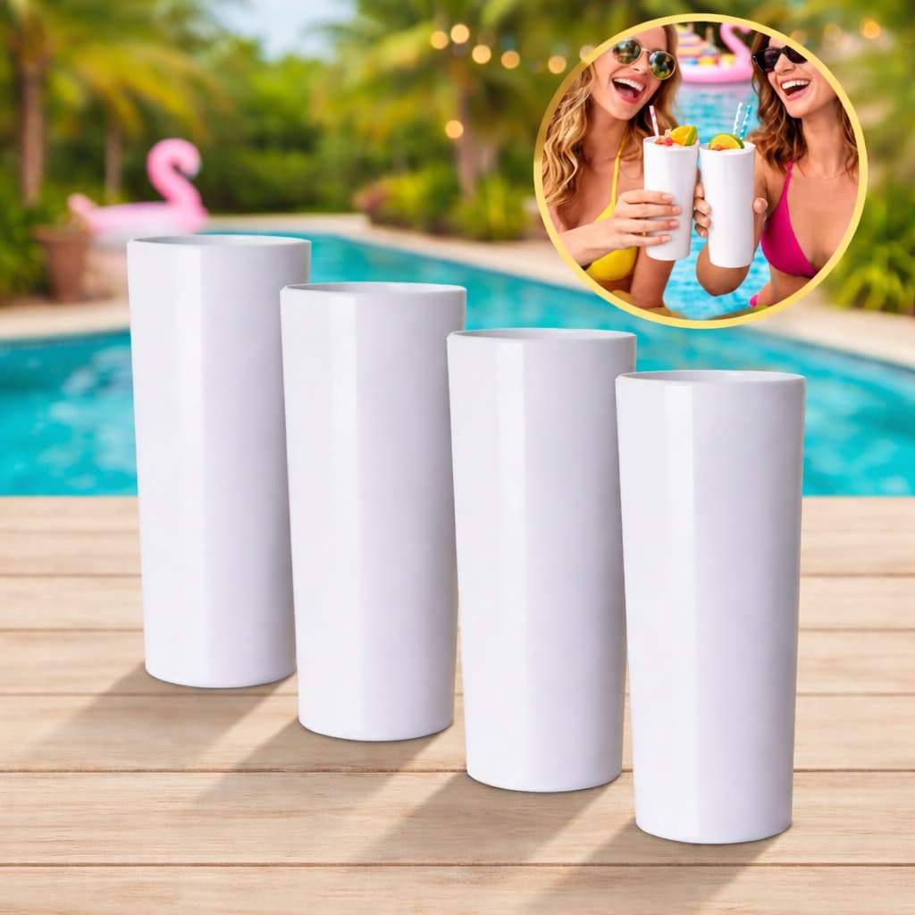 Kit 50 Copos Long Drink Acrílico 350ml Para Transfer Festas