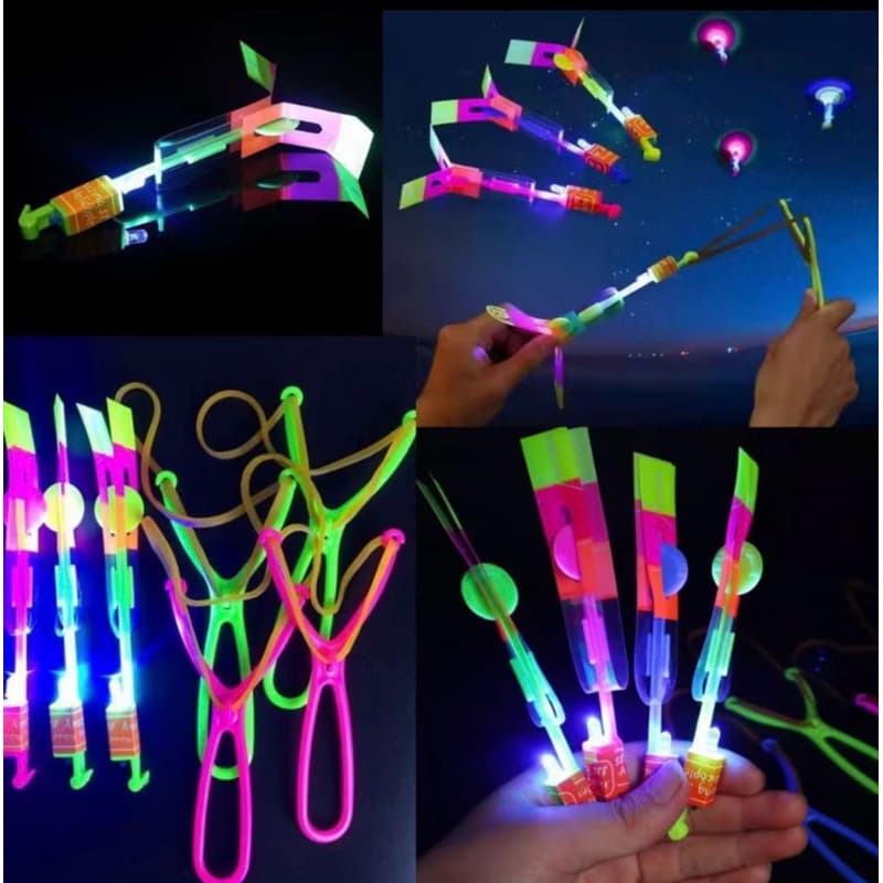 Brinquedo de criança Voador de led Avatar Helicóptero Foguete Estilingue com elástico
