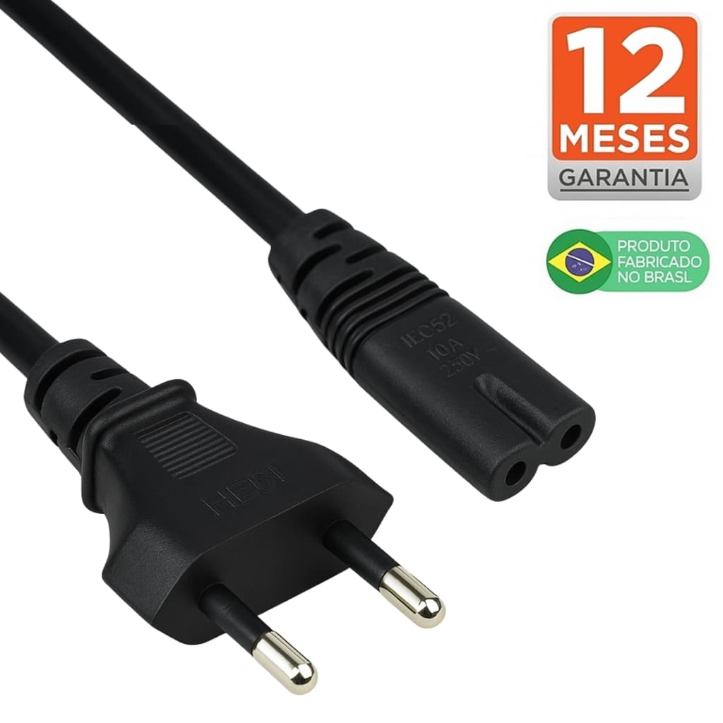 Cabo De Força Energia Bipolar PS3 PS4 PS5 Impressora TV Samsung LG Rádio 1,5 Metros
