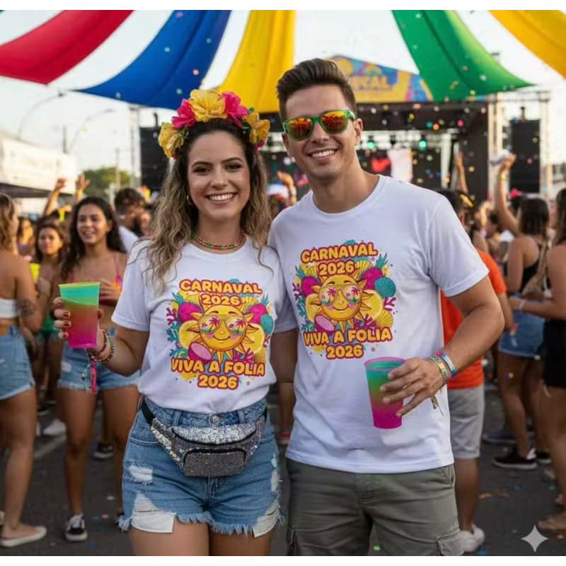 Camiseta Unissex Carnaval 2026 Viva a Folia Blusa para Micaretas, Caravanas, Bloquinhos envio Rápido