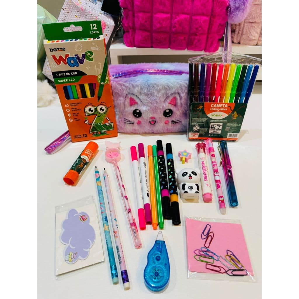 Estojo Necessaire Fofo kit Escolar Personalizado 10/15/20/44 itens Presente Criativo