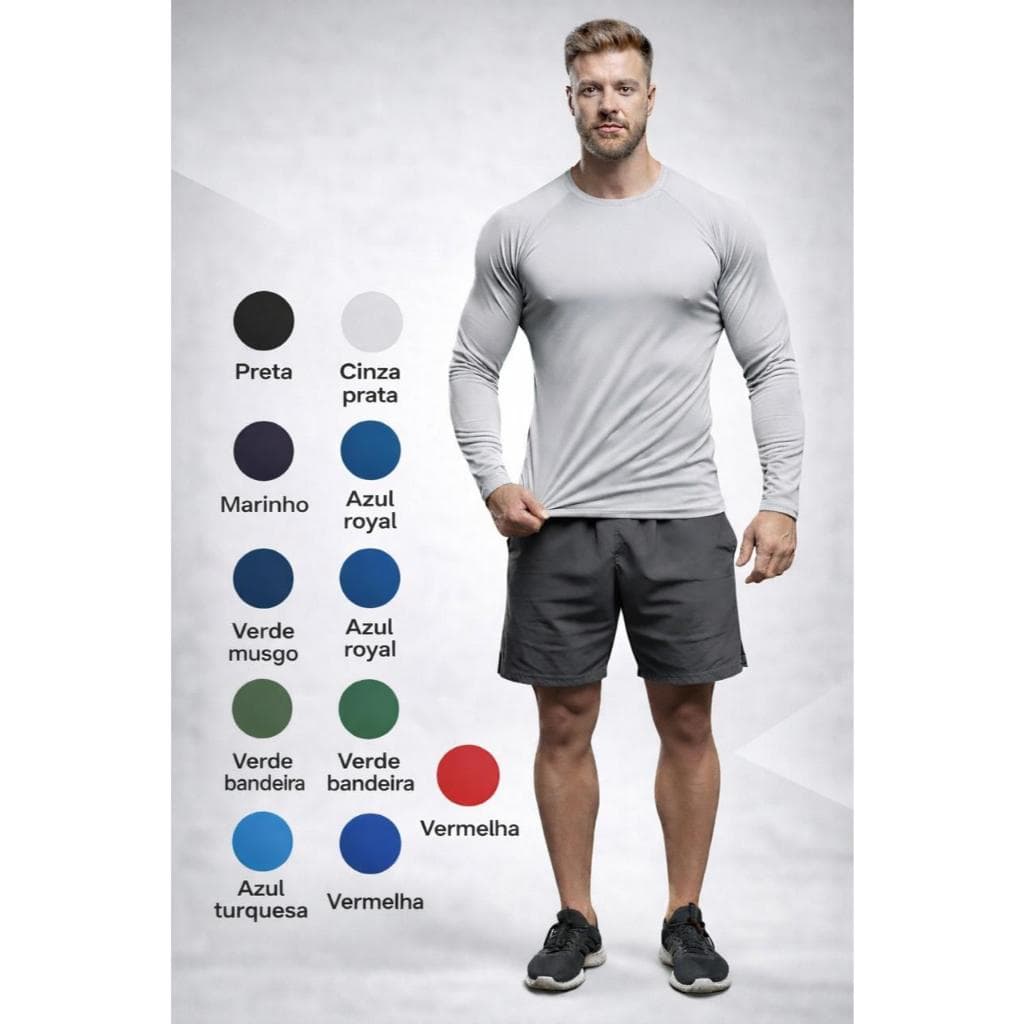 Camisa UV Masculina Proteção Solar UV50+ Segunda Pele Térmica