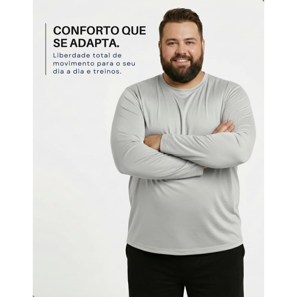 Camisa Plus Size Masculina Proteção Solar UV50+ Segunda Pele Térmica