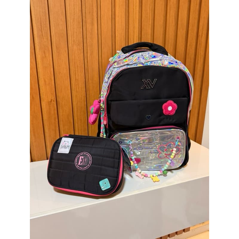 Kit mochila mais estojo escolar femenina