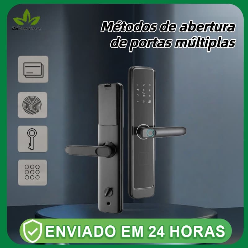 Fechadura Eletrônica Smart Door com Impressão Digital Bluetooth, Senha Touch