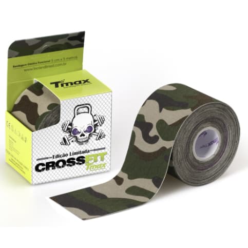Fita Kinesio Tmax Bandagem Elástica Terapêutica 5 Cm X 5m Camuflado Verde Original
