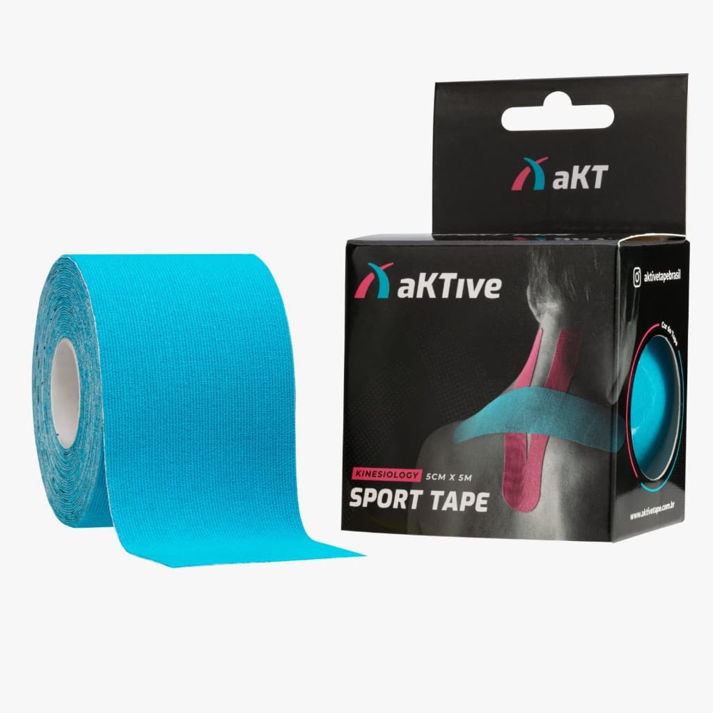 Bandagem Elástica Aktive Kinesio Tape Fita Original Fisioterapia Crossfit Pós Cirurgia Gestantes Cor Azul