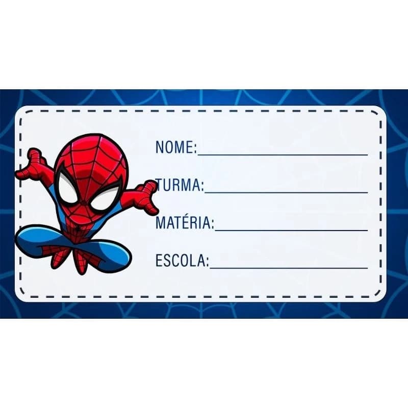 20 ETIQUETAS ESCOLAR HOMEN ARANHA INFANTIL 2026 KIT COM 20 ADESIVOS ESCOLAR DO HOMEN ARANHA INFANTIL 8X5