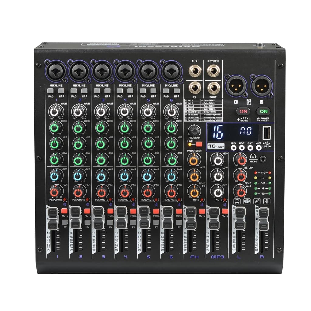 Mesa De Som Gochanmi Bw6 Mixers Profissional 6canais 16 Dsp 127/220V