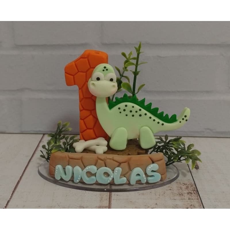 Vela em biscuit Dinossauro