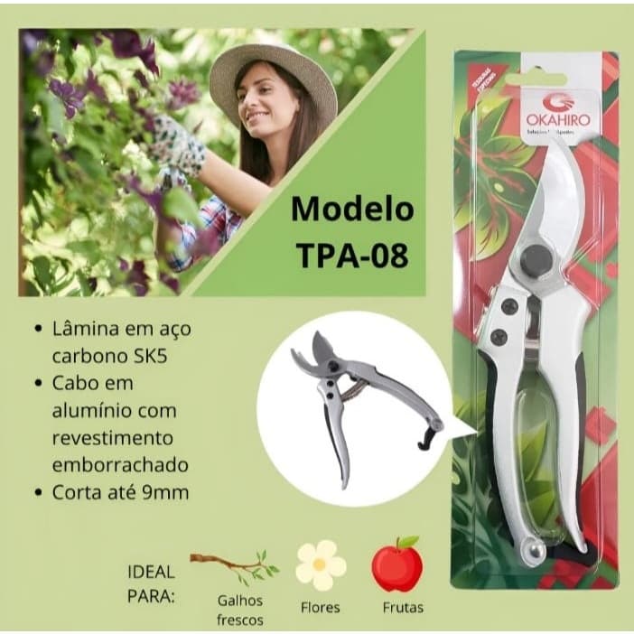 Tesoura De Poda Profissional - Okahiro Tpa 08