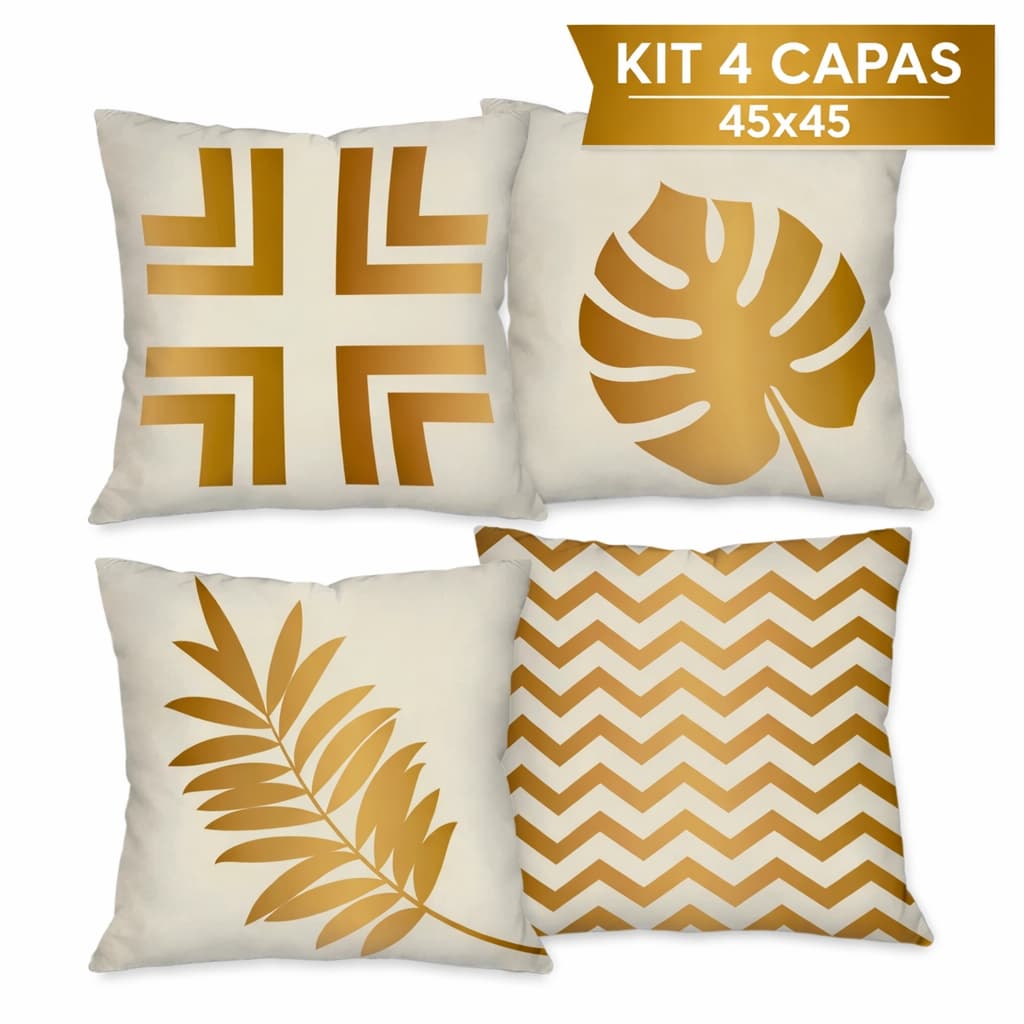 KIT 04 CAPAS DE ALMOFADA DECORATIVAS  LAVÁVEL 45X45 SOFÁ - HOME