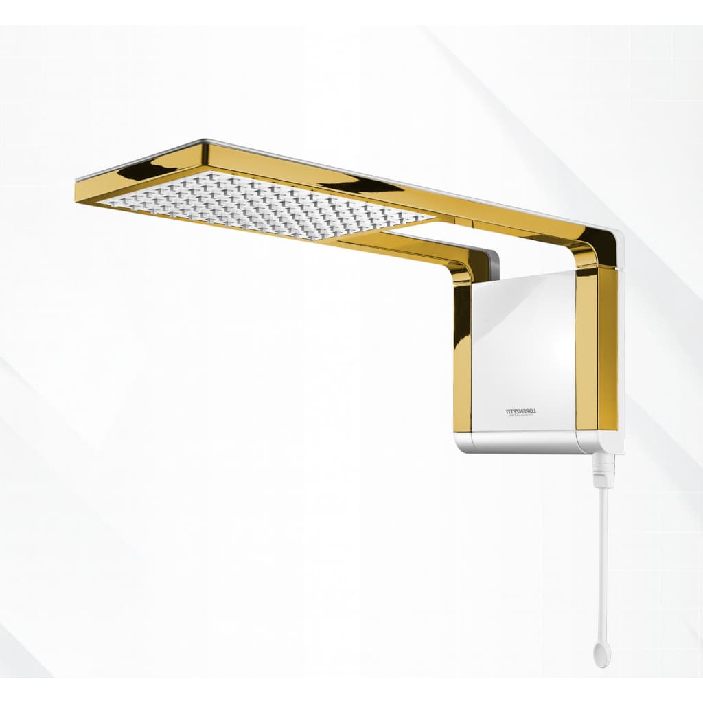 Chuveiro Acqua Storm Branco 220v Dourado Brilho
