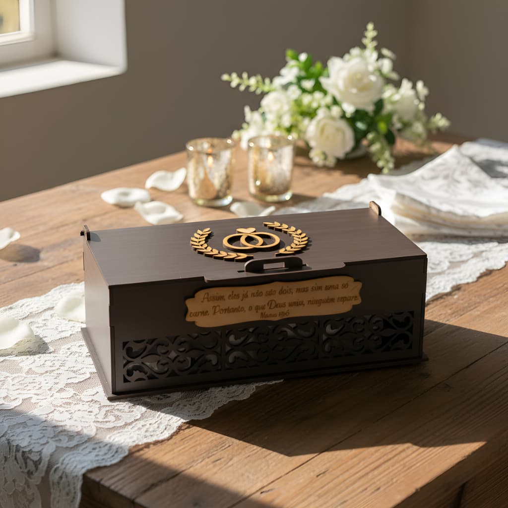 caixa convite padrinhos lembrancinha casamento Para 2 Canecas em mdf Padrinhos