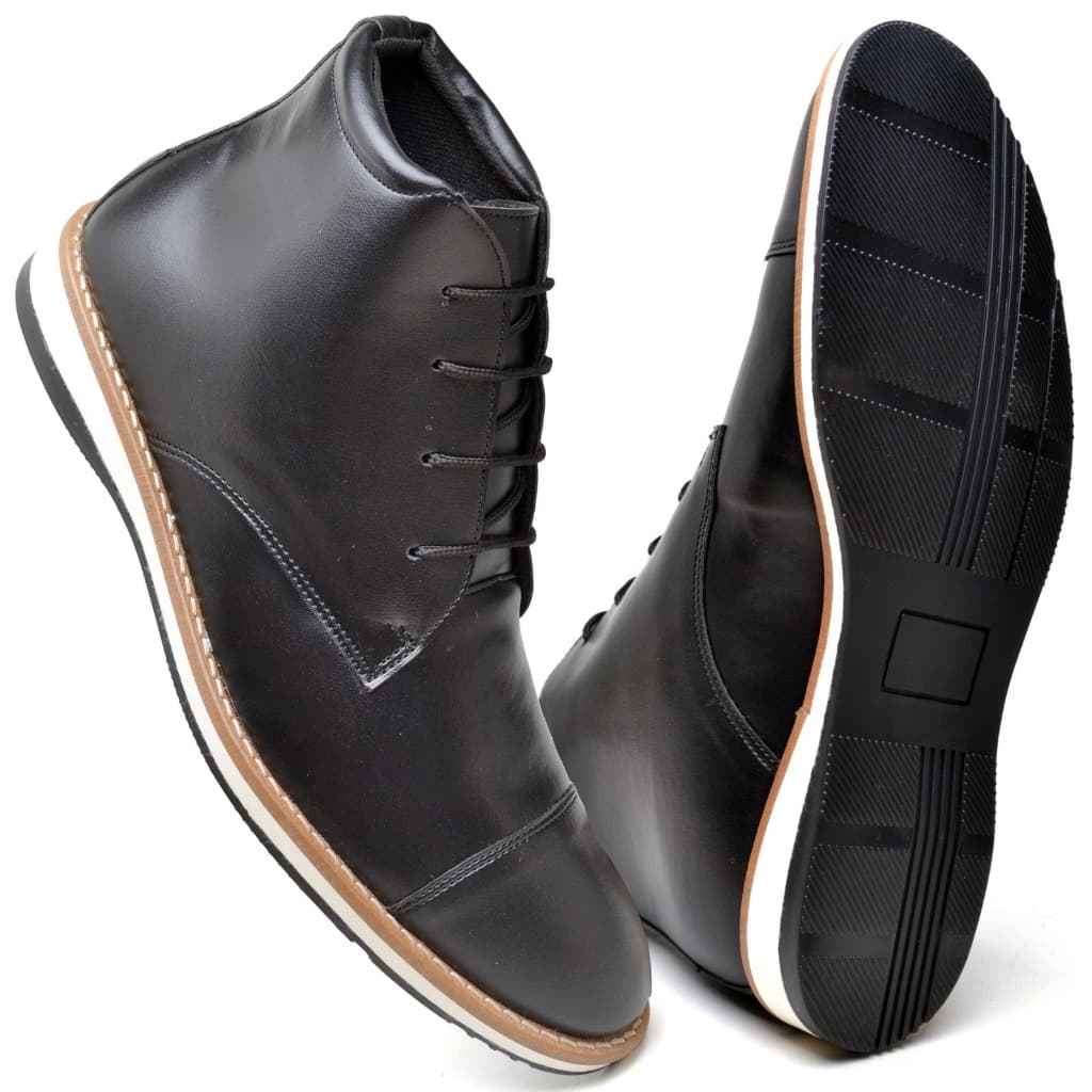 Bota Casual Masculina Preto Marrom Confortável Coturno Trabalho Festa Chelsea Social Sapato Oxford