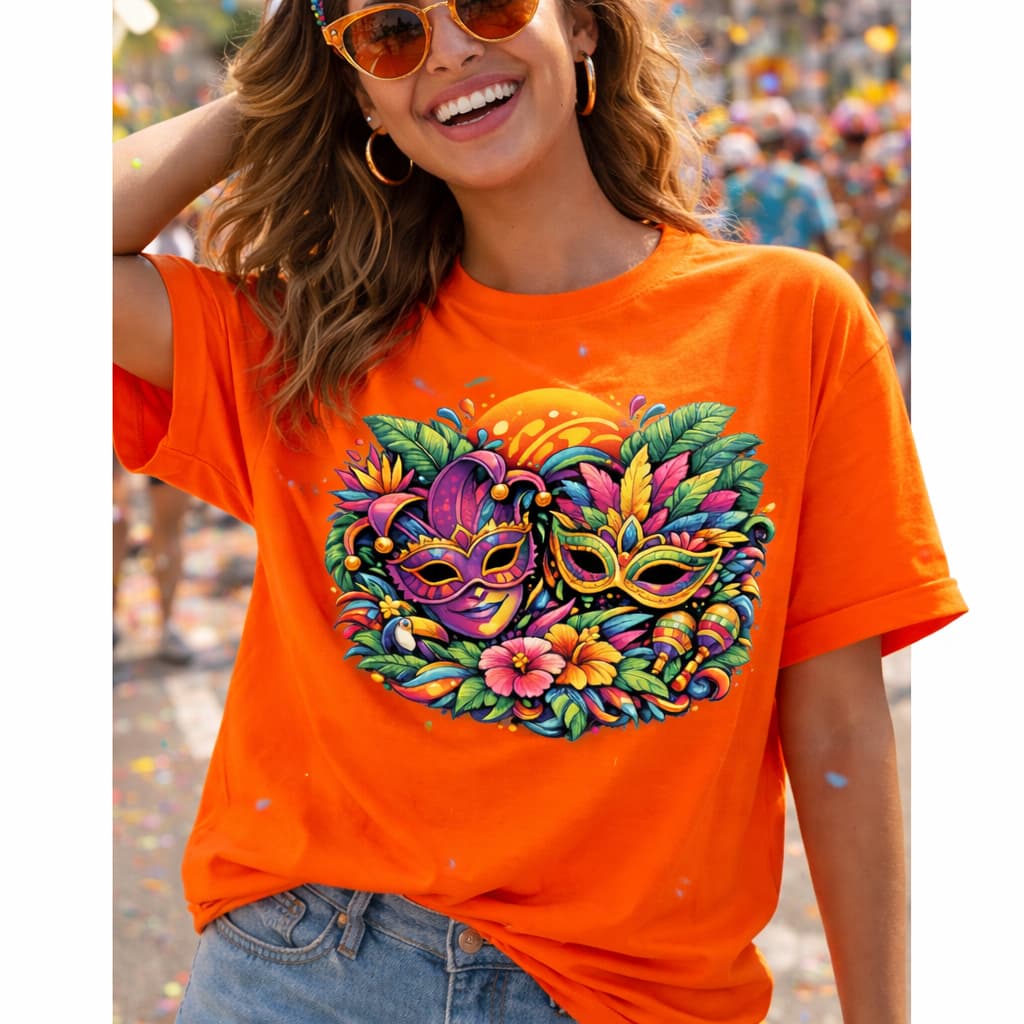 Camiseta Carnaval Feminina Algodão Estampada Blusa Verão Confortável Festa Carnaval 2026