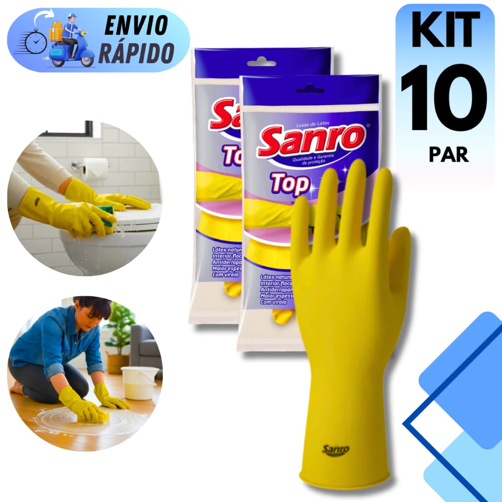 KIT 4 A 10 PARES LUVA MULTIUSO ANTIDERRAPANTE PARA LIMPEZA LOUÇA FAXINA JARDINAGEM IMPERMEAVEL