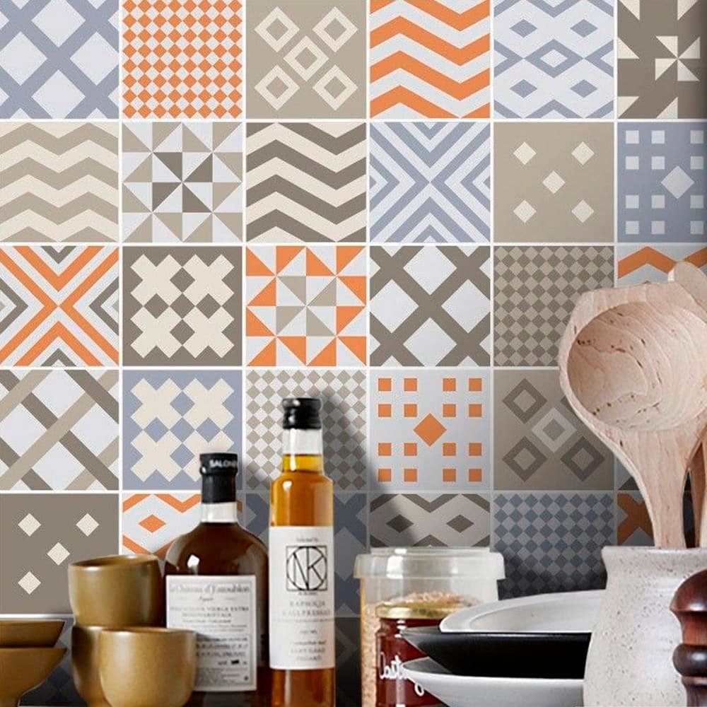 Papel de Parede Azulejo para Cozinha Sintra Rolos de 0,58x3,00m Premium - fundo bloqueador