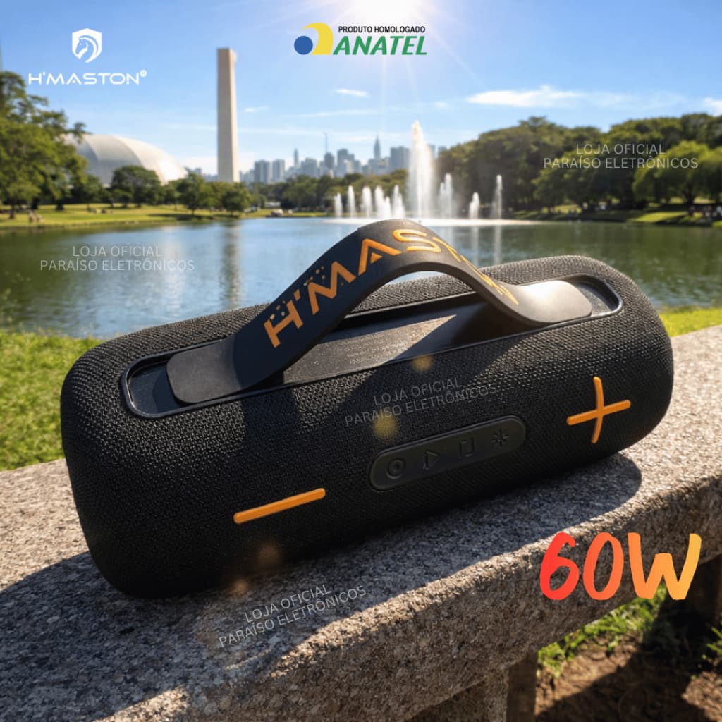 CAIXA DE SOM 60W POTENTE PREMIUM Bluetooth 5000mAh Portátil TWS Prova d'Água IPX6