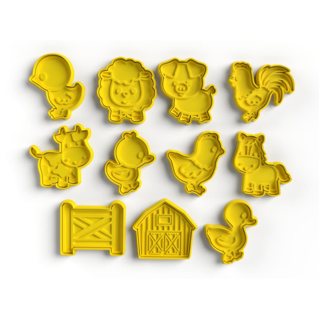 Kit 11 Cortadores Fazendinha Biscoito Doces Pasta Massinhas