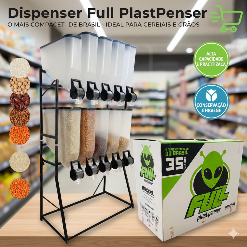 Dispenser Porta Armazenamento De Ração 10 Módulos 35L 15kg