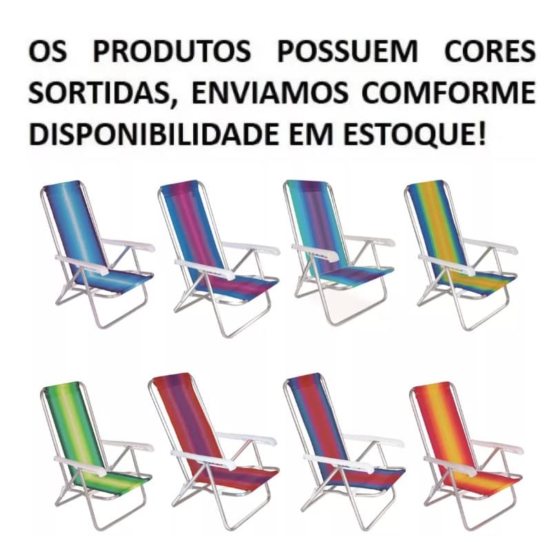 Cadeira de Praia Reclinável Mor - Leve, Dobrável e Ergonômica em Cores Sortidas