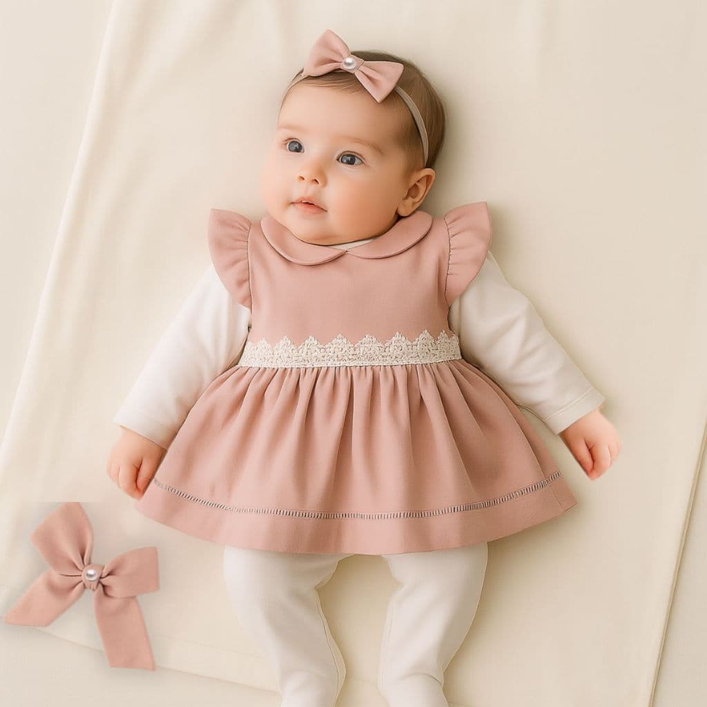 Saída Maternidade Menina Lavínia Rose 5 Peças Kit Maternidade Completo Para Recém Nascido