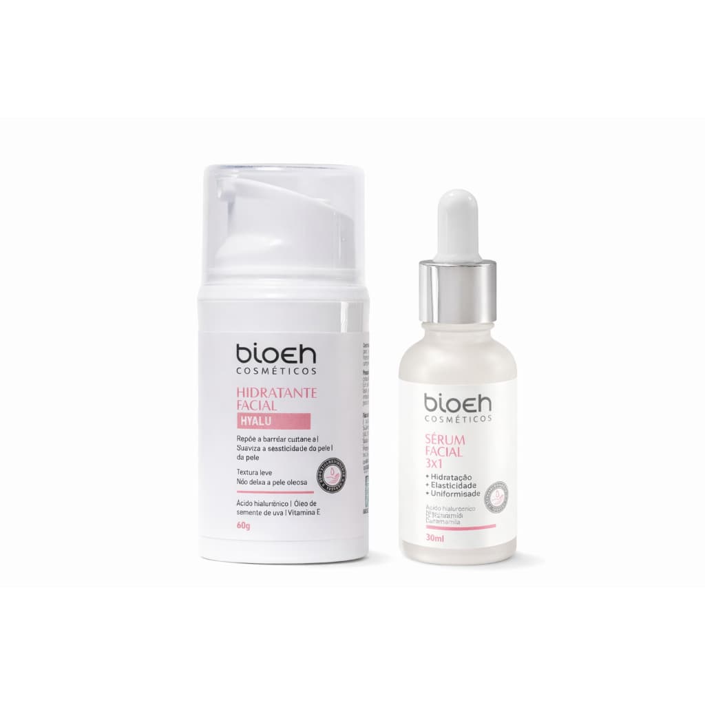 KIT Hidratante Facial Hialurônico +Sérum Facial Ácido Hialurônico Elasticidade da Pele Anti Envelhecimento