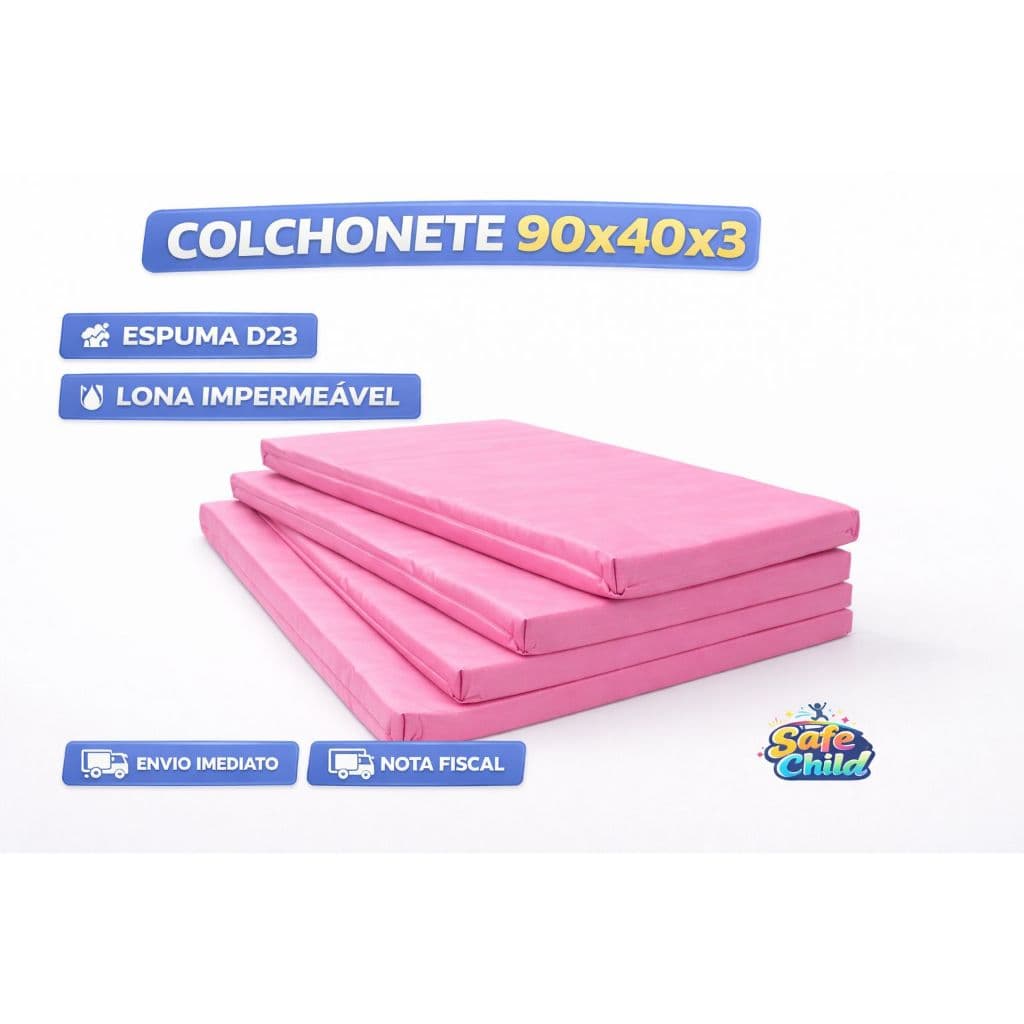 1 Colchonete Rosa Pink Para Escolas E Creches  90x40x3 com Espuma Macia Impermeável Compacto D23