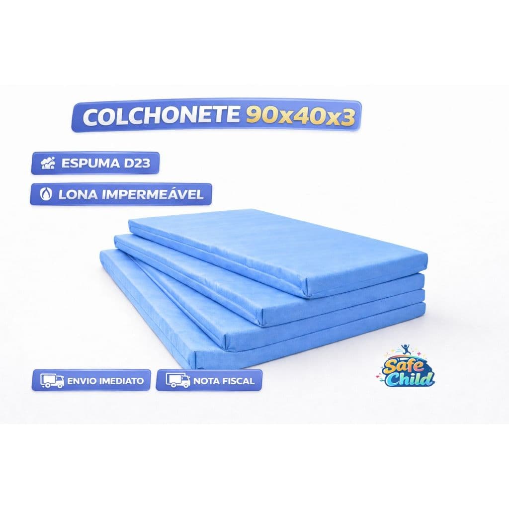 Colchonetes Azul Para Escolas E Creches  90x40x3 com Espuma Macia Impermeável Compacto D23