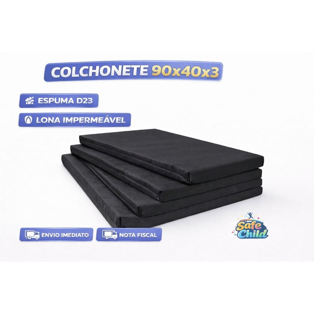 5 Colchonetes Preto Para Escolas E Creches  90x40x3 com Espuma Macia Impermeável Compacto D23