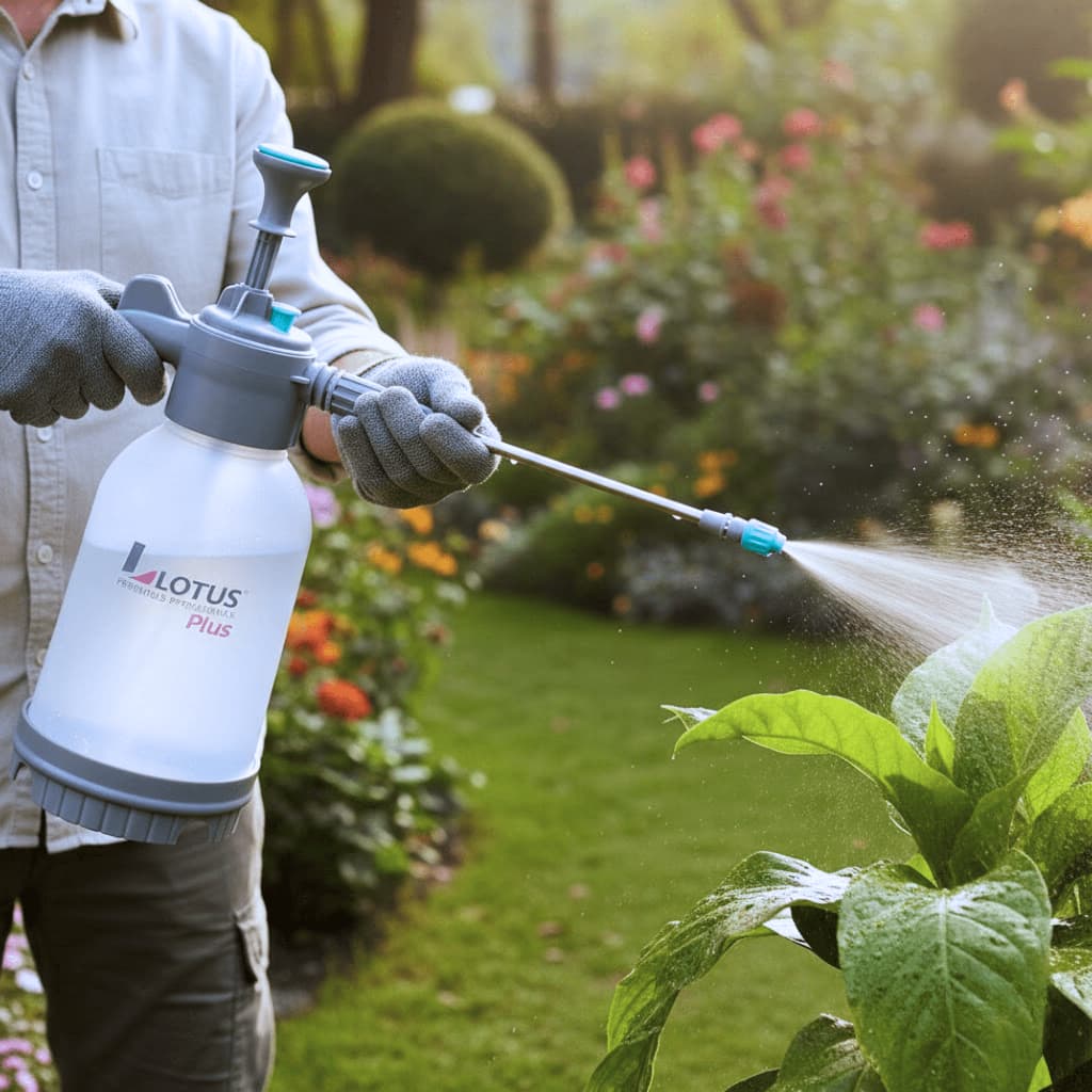 Pulverizador Manual com Bico Extensor 2 Litros Alta Pressão Prévia Para Jardim e Multiuso Lotus
