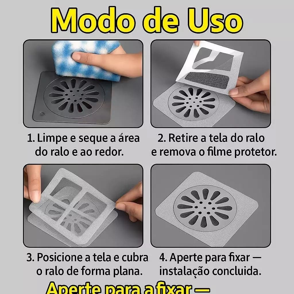 Kit 20 Adesivos Protetores de Ralo Tela Descartavel Anti Entupimento e Anti Insetos Para Casa Fácil e Pratico