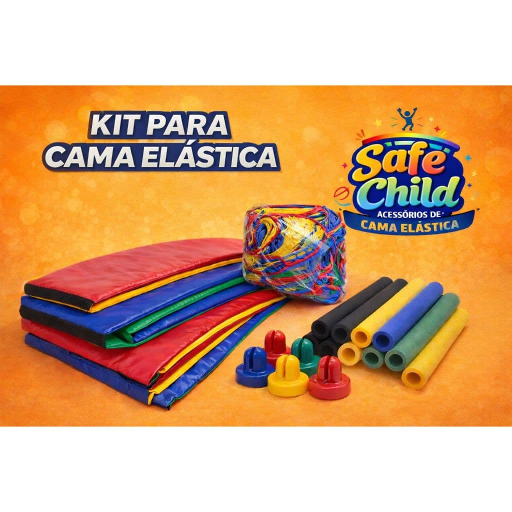 Kit Para Cama Elástica 2,00 Com Protetor + Rede + 6 Isotubos + 6 Ponteiras